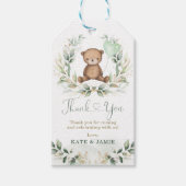 Cute Teddy Bear Greenery Gold Eucalyptus Wreath Cadeaulabel (Voorkant)