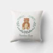 Cute Teddy Bear Greenery Nursery Kussen (Achterkant)