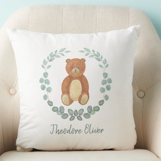 Cute Teddy Bear Greenery Nursery Kussen