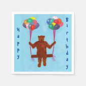 Cute Teddy Bear Happy Birthday Balloons Napkins Servetten (Voorkant)