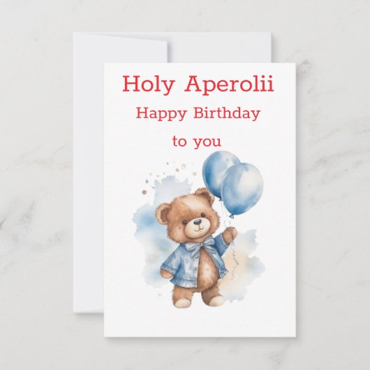 cute teddy bear happy birthday card for kids (Voorkant)