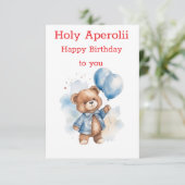 cute teddy bear happy birthday card for kids (Staand voorkant)