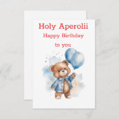 cute teddy bear happy birthday card for kids (Voorkant / Achterkant)