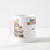 Cute Teddy Bear Happy Birthday Persoonlijk Koffiemok (Voorkant links)