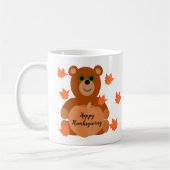 Cute Teddy Bear Happy Thanksgiving Pumpkin Leaves Koffiemok (Links)
