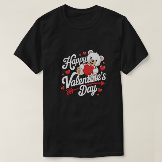 Cute Teddy Bear Happy Valentine’s Day T-Shirt (Design voorkant)