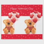Cute Teddy Bear Happy Valentine's Day Cadeaupapier (Vlak)