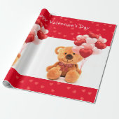 Cute Teddy Bear Happy Valentine's Day Cadeaupapier (Uitgerold)