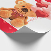 Cute Teddy Bear Happy Valentine's Day Cadeaupapier (Hoek)