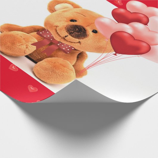 Cute Teddy Bear Happy Valentine's Day Cadeaupapier (Hoek)