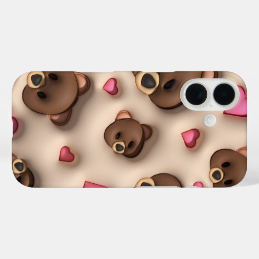 Cute Teddy Bear Heart iPhone Sticker Case-Mate iPhone Case (Achterkant (horizontaal))