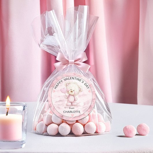 Cute Teddy Bear | Heart Pop Happy Valentines Day Ronde Sticker