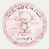 Cute Teddy Bear | Heart Pop Happy Valentines Day Ronde Sticker (Voorkant)