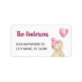 Cute Teddy Bear Heart Script Etiket (Voorkant)