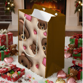 Cute Teddy Bear & Hearts Gift Bag Medium Cadeauzakje