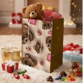 Cute Teddy Bear & Hearts Gift Bag Medium Cadeauzakje