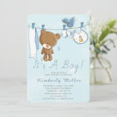 Cute Teddy Bear Het is een Jongen Blauwe Kast. Kaart (Staand voorkant)