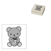 Cute Teddy Bear Holding een Berry Rubberstempel (Gestempeld)