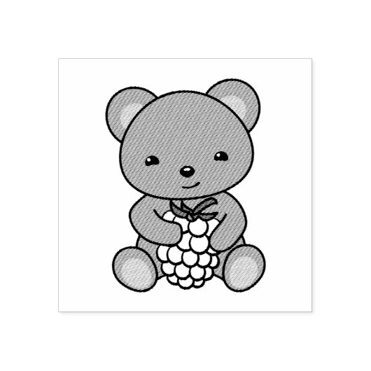 Cute Teddy Bear Holding een Berry Rubberstempel (Afrduk)