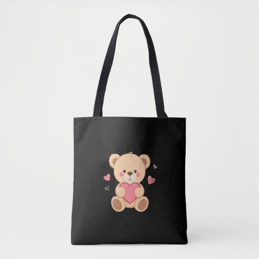 Cute Teddy Bear Holding Heart – love Tote Bag (Voorkant)