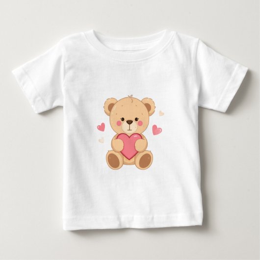 Cute Teddy Bear Holding Heart – Valentine Love Ill (Voorkant)
