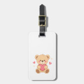 Cute Teddy Bear Holding Heart – Valentine Love Ill Bagagelabel (Voorkant verticaal)