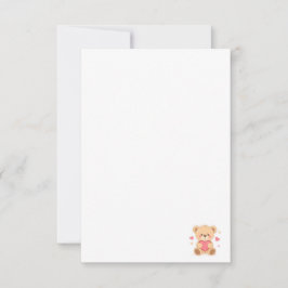 Cute Teddy Bear Holding Heart – Valentine Love Ill Bedankkaart