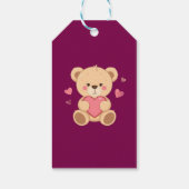 Cute Teddy Bear Holding Heart – Valentine Love Ill Cadeaulabel (Achterkant)