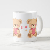 Cute Teddy Bear Holding Heart – Valentine Love Ill Grote Koffiekop (Voorkant rechts)