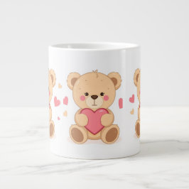 Cute Teddy Bear Holding Heart – Valentine Love Ill Grote Koffiekop