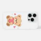 Cute Teddy Bear Holding Heart – Valentine Love Ill iPhone Hoesje (Achterkant horizontaal)