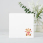 Cute Teddy Bear Holding Heart – Valentine Love Ill Kaart (Staand voorkant)