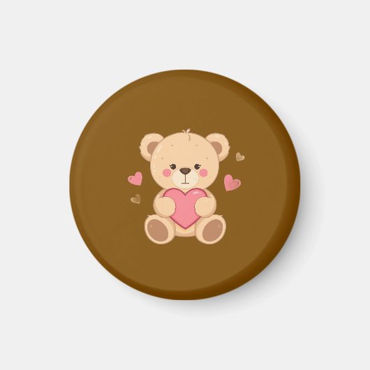 Cute Teddy Bear Holding Heart – Valentine Love Ill Magneet (Voorkant)