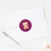 Cute Teddy Bear Holding Heart – Valentine Love Ill Ronde Sticker (Envelop)