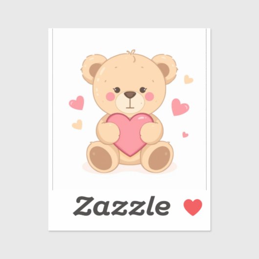 Cute Teddy Bear Holding Heart – Valentine Love Ill Sticker (Vel)