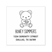 Cute Teddy Bear Holding Honey Jar Address Zelfinktende Stempel (Design)