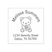 Cute Teddy Bear Holding Honey Jar Adres Rubberstempel (Afrduk)
