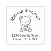 Cute Teddy Bear Holding Honey Jar Adres Zelfinktende Stempel (Design)