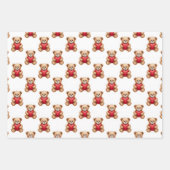 Cute teddy bear holding red hearts valentine inpakpapier vel (Voorkant 3)