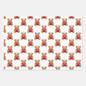 Cute teddy bear holding red hearts valentine inpakpapier vel (Voorkant 2)