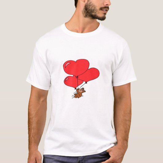 Cute Teddy Bear Holds Hearts T-shirt (Voorkant)