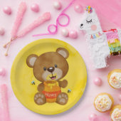 Cute Teddy Bear Honey Bumblebee Baby shower Papieren Bordje (Feest)