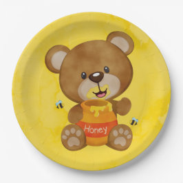 Cute Teddy Bear Honey Bumblebee Baby shower Papieren Bordje
