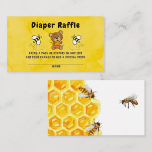 Cute Teddy Bear Honey Bumblebee Diaper Raffle Visitekaartje