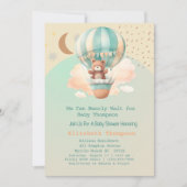 Cute Teddy Bear Hot Air Baby shower Kaart (Voorkant)