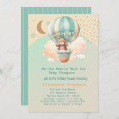Cute Teddy Bear Hot Air Baby shower Kaart (Voorkant / Achterkant)