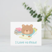 Cute Teddy Bear houdt van lezen voor kinderen Briefkaart (Staand voorkant)