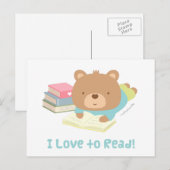 Cute Teddy Bear houdt van lezen voor kinderen Briefkaart (Voorkant / Achterkant)