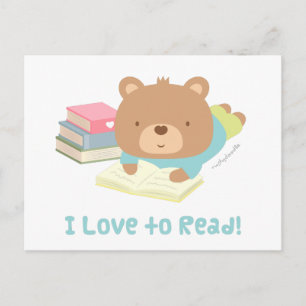 Cute Teddy Bear houdt van lezen voor kinderen Briefkaart
