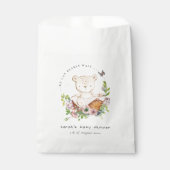 Cute Teddy Bear in Flower Basket Pink Baby shower Bedankzakje (Voorkant)